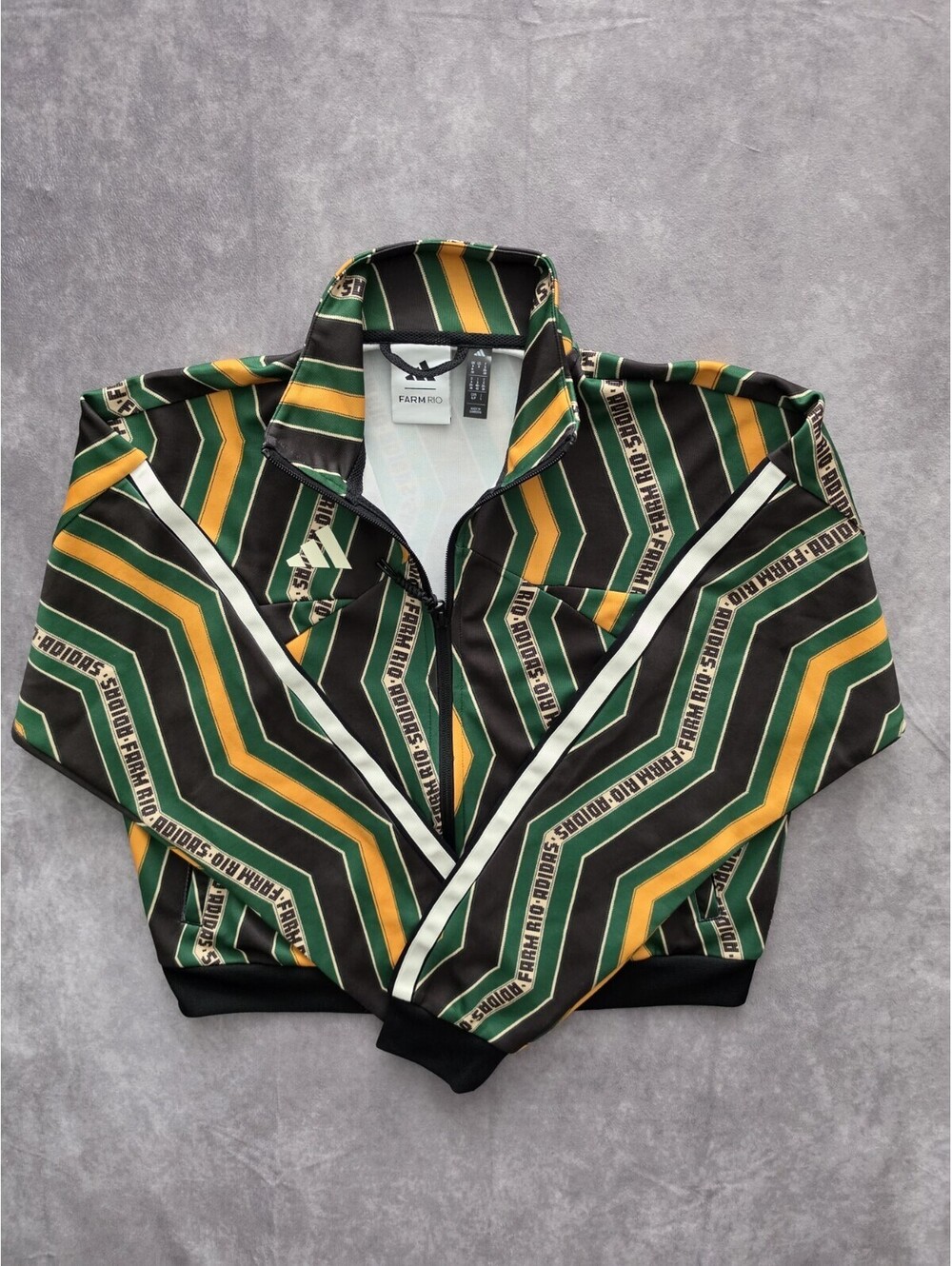 SKU0297 Adidas Farm Rio Women's Small Track Jacket Green Black Yellow Full Zip
